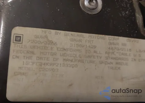 1993 Chevrolet Gmt-400 C2500 из США, поврежденный, VIN 1GCFC24K9PZ123200